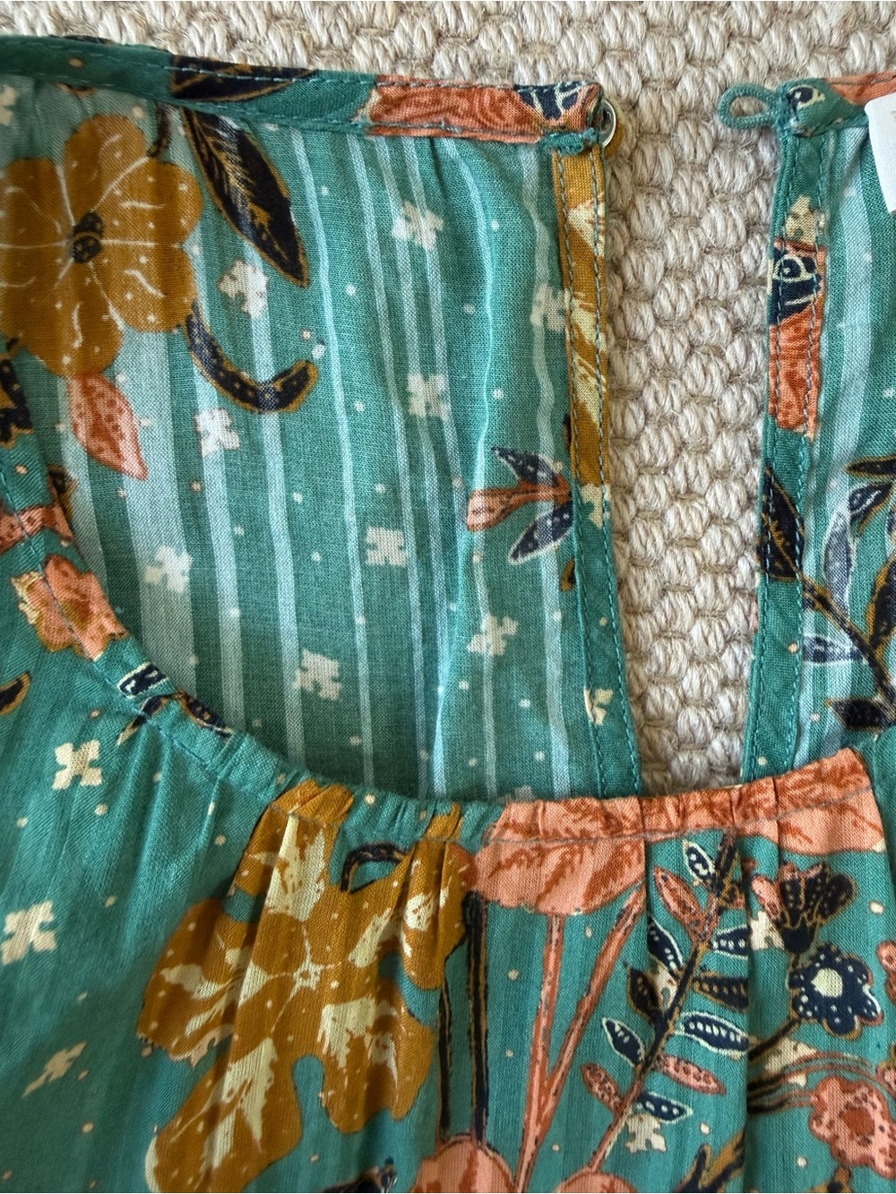 Ulla Johnson' Teal Floral Tiered Summer Dress size 6 - Picture 5 of 7